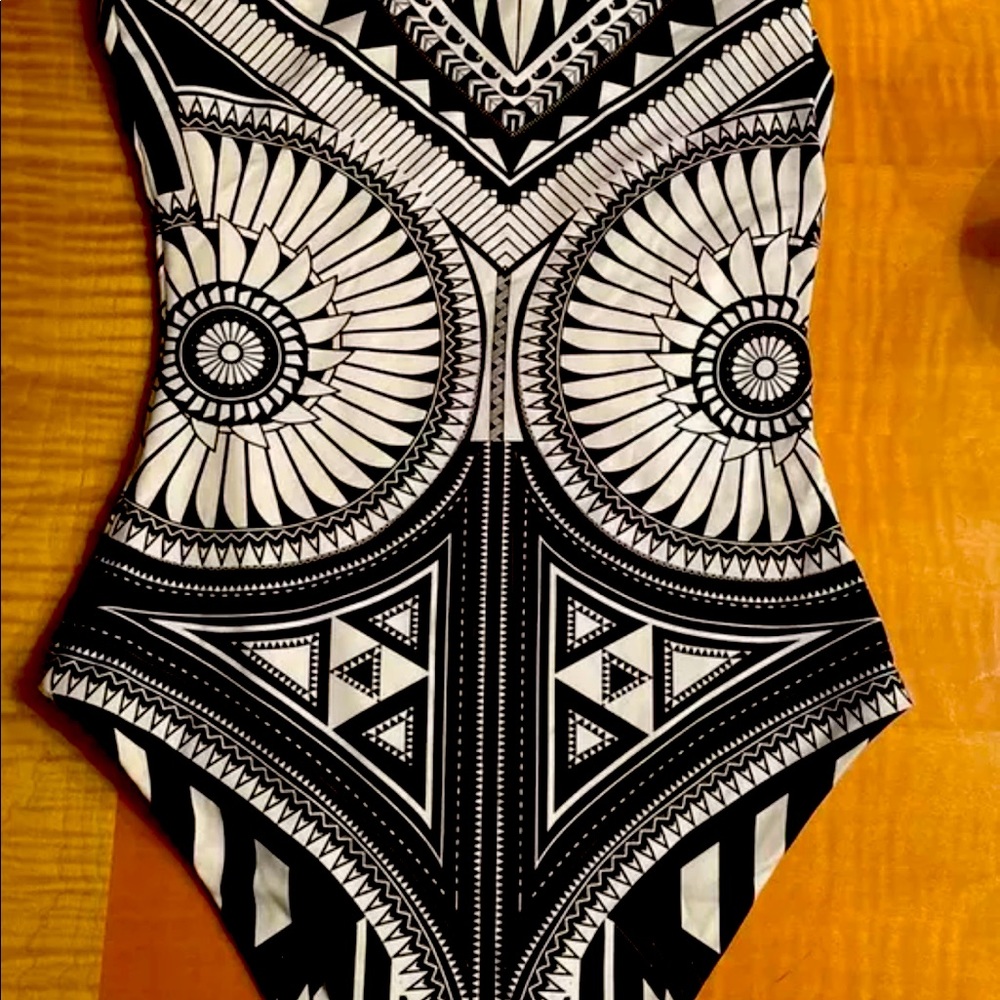 Balmain Women’s One Shoulder Ray Print Swimsuit